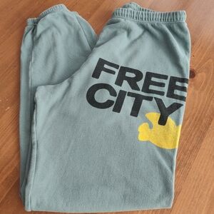 Free City Blue /Yellow Sweatpants Joggers Size S ^™3494